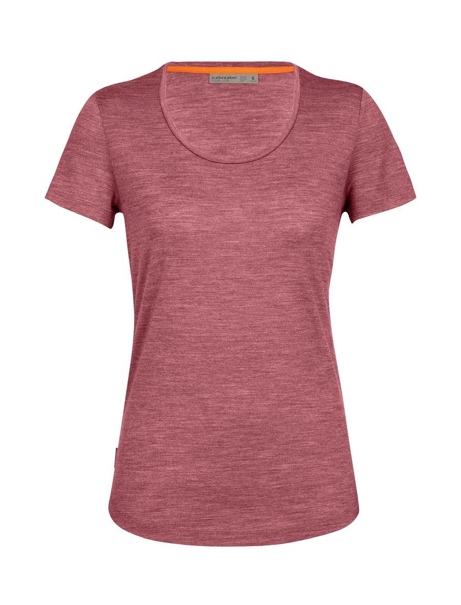 Cherry Heather Women's Icebreaker Merino Sphere II Short Sleeve Scoop T Shirts | USA 1585JPQJ